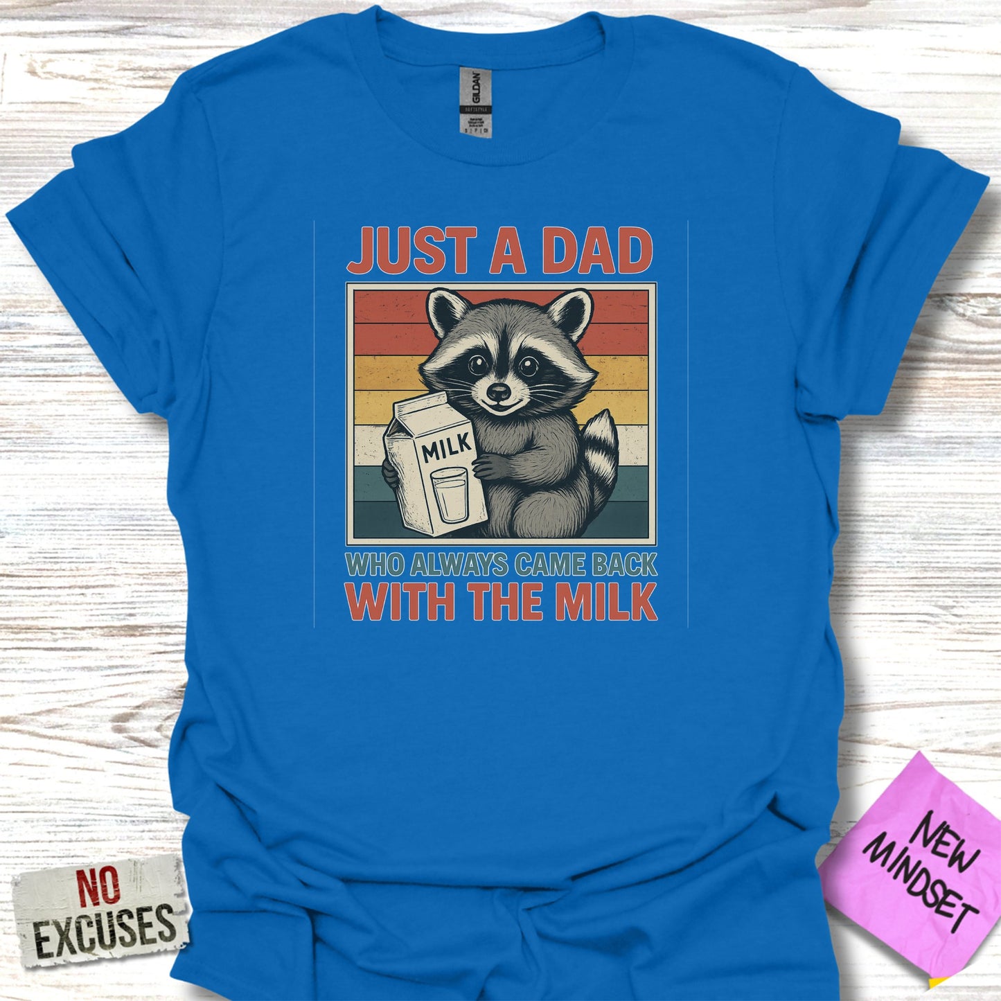 Funny Retro Raccoon Just a Dad Graphic Tee Product