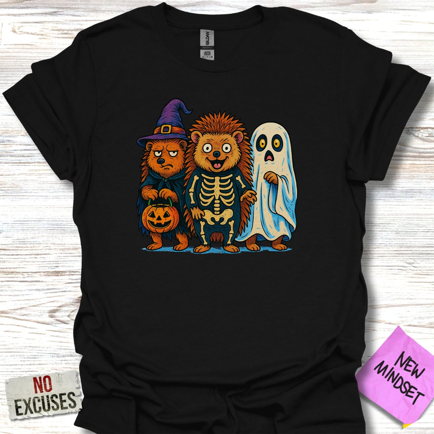 Cute Halloween Trio With Hedgehogs T-Shirt product type