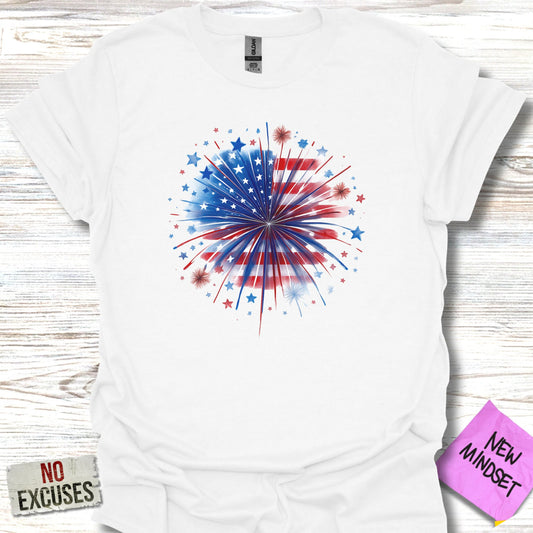 Fireworks and Stars American Flag Graphic Tee product