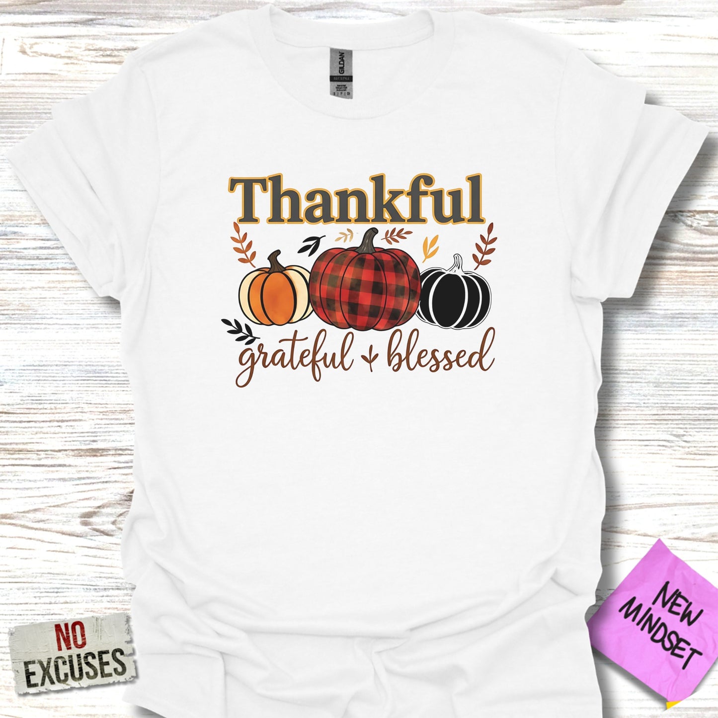 Thankful Grateful Blessed Pumpkin Themed T-Shirt product type
