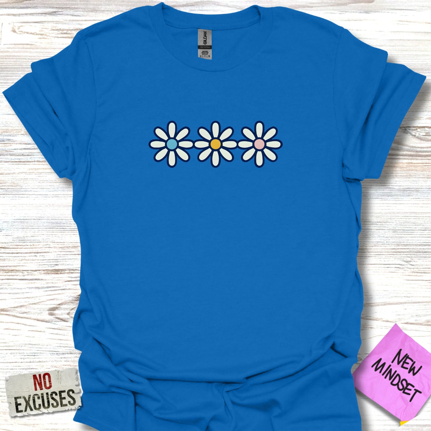 Vibrant Floral Pattern Tee With Motivational New Mindset product