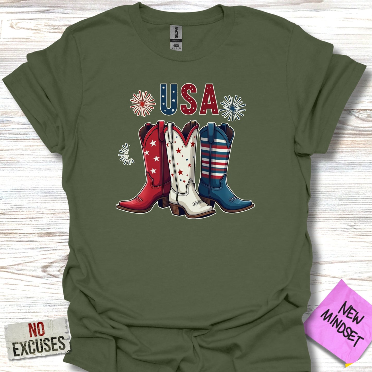 Patriotic USA Boot Design Graphic Tee Shirt product