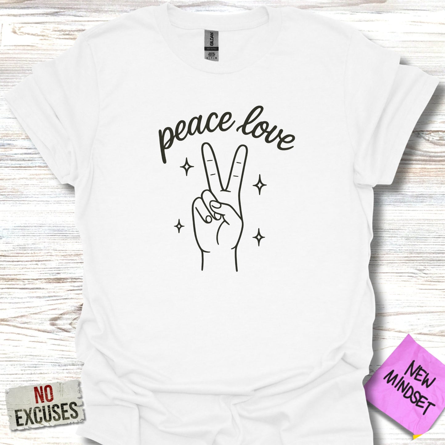 Peace Love with Hand Gesture Design T-shirt product type