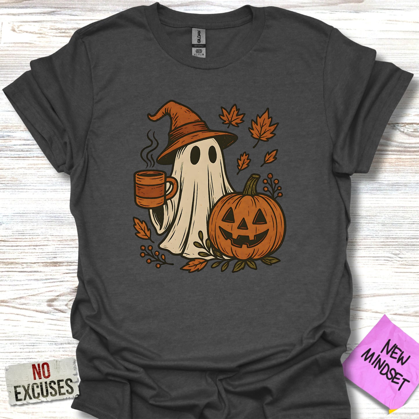 Spooky Ghost With Pumpkin Halloween T-shirt product