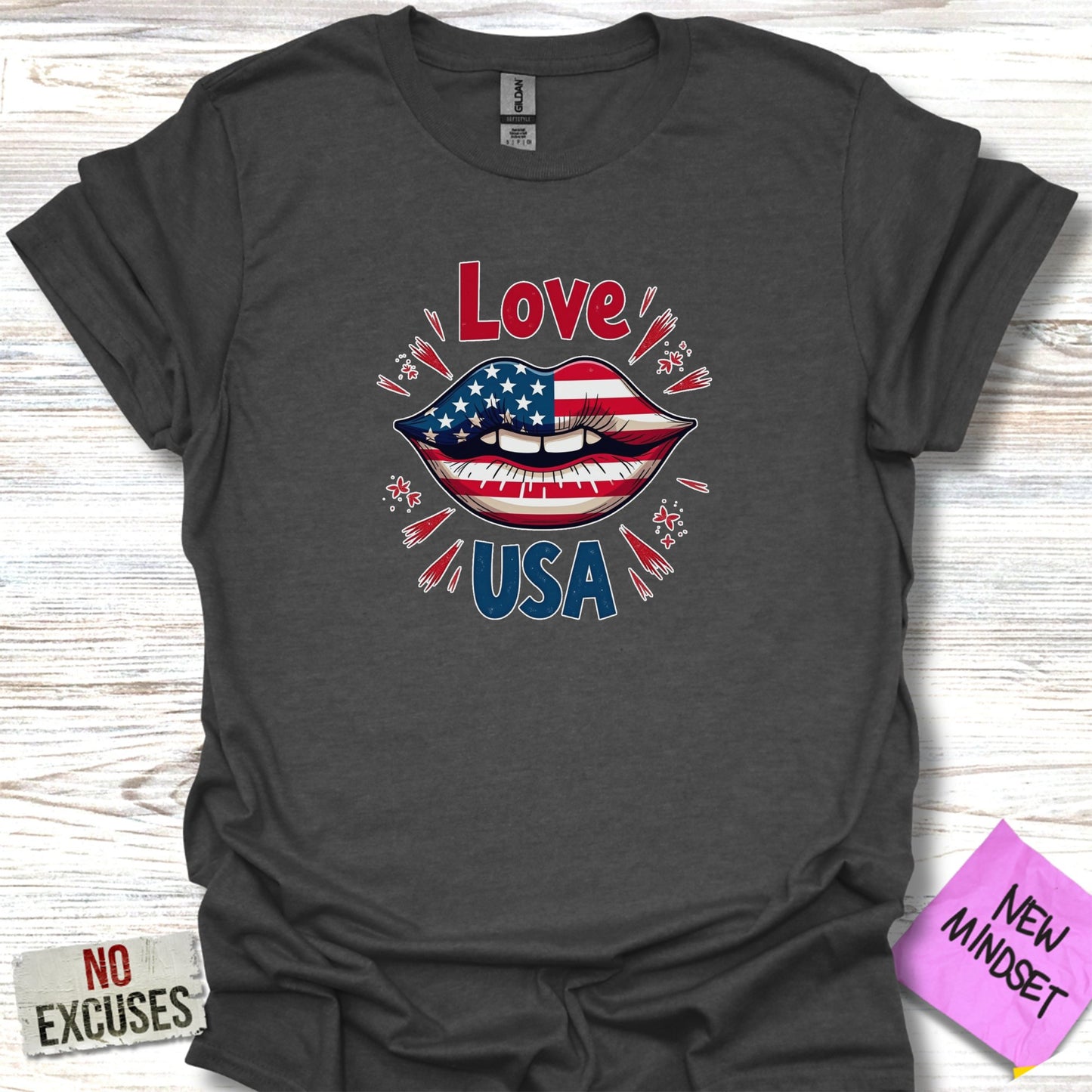 Love USA Lips Graphic T-Shirt Inspirational Product Type