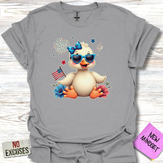 Cute Duck with Heart Glasses Graphic T-Shirt product type