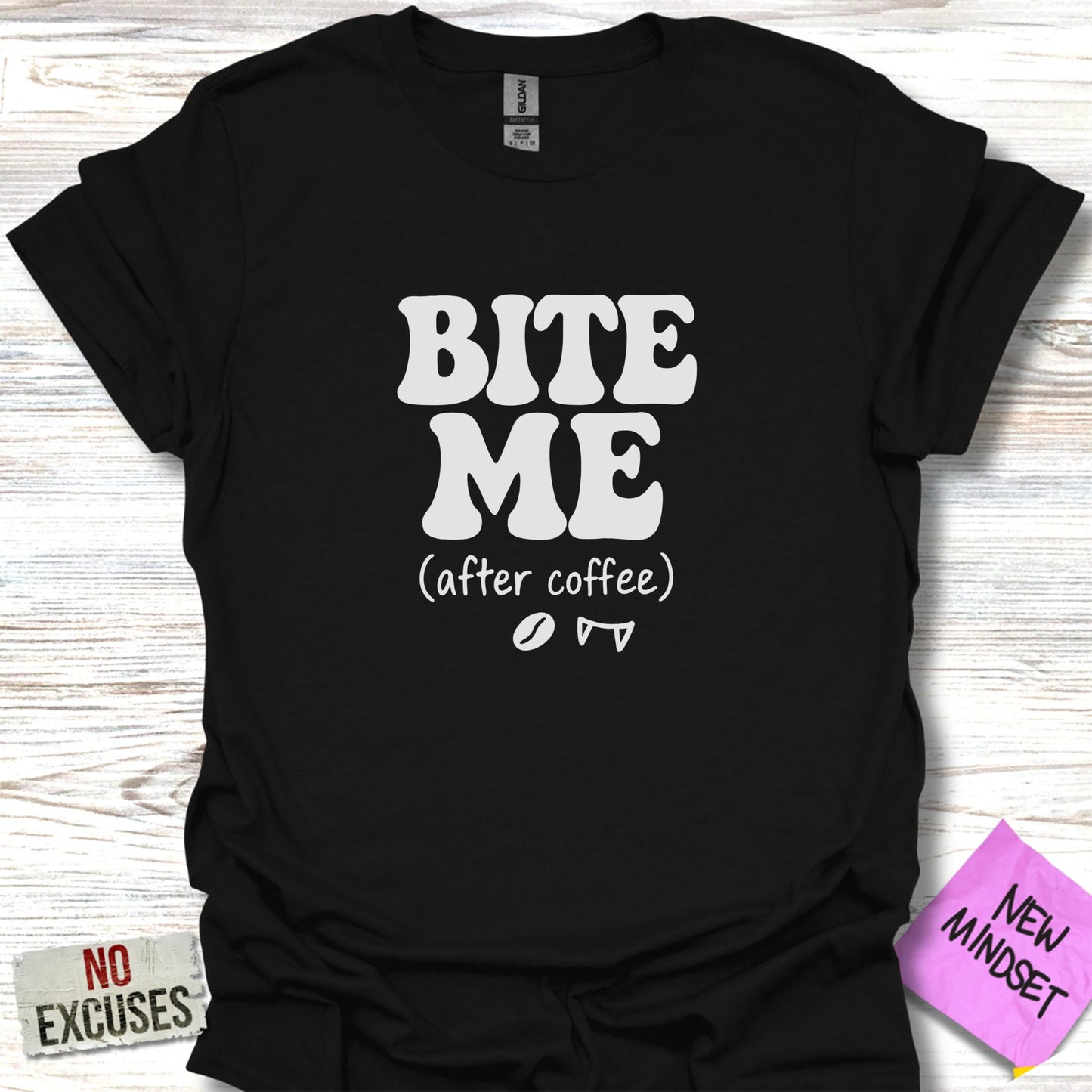 Bite Me After Coffee Fun Graphic Tee Shirt product