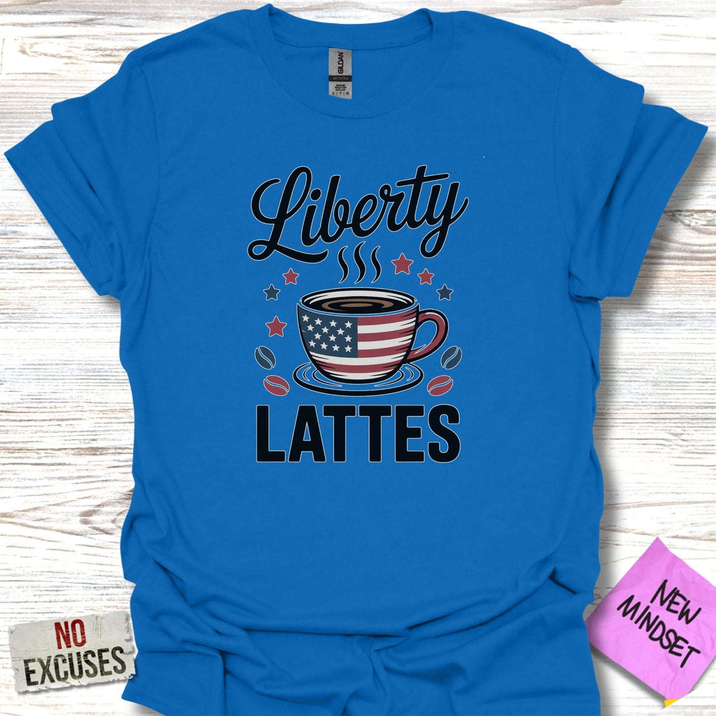 Liberty Lattes Patriotic Themed Coffee T-Shirt Product