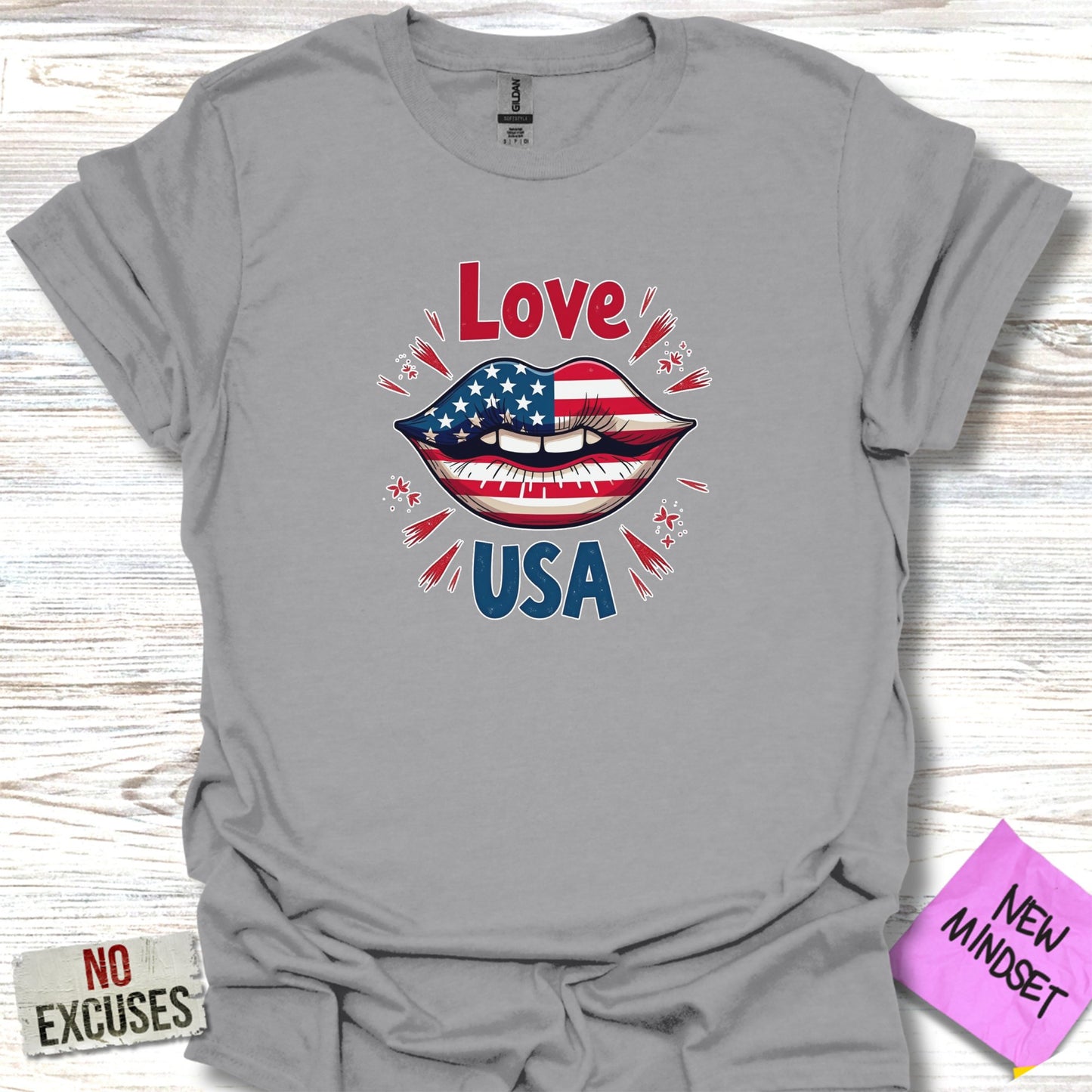 Love USA American Flag Lips Design T-Shirt product