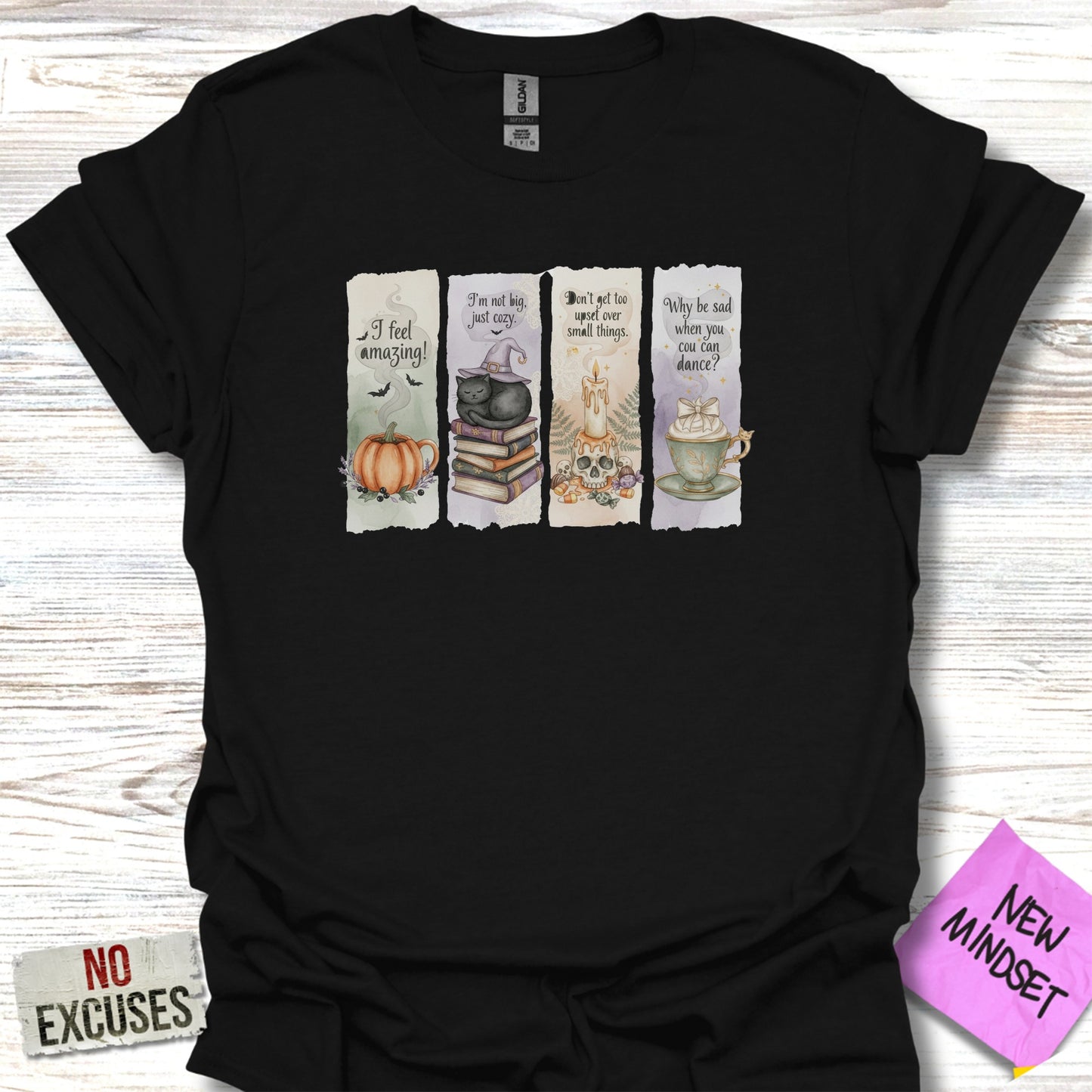 Whimsical Quotes and Objects Black T-Shirt product