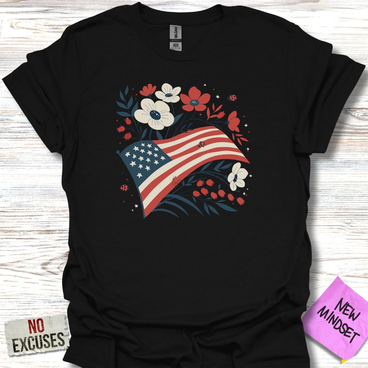 American Flag and Flowers Graphic Tee product type
