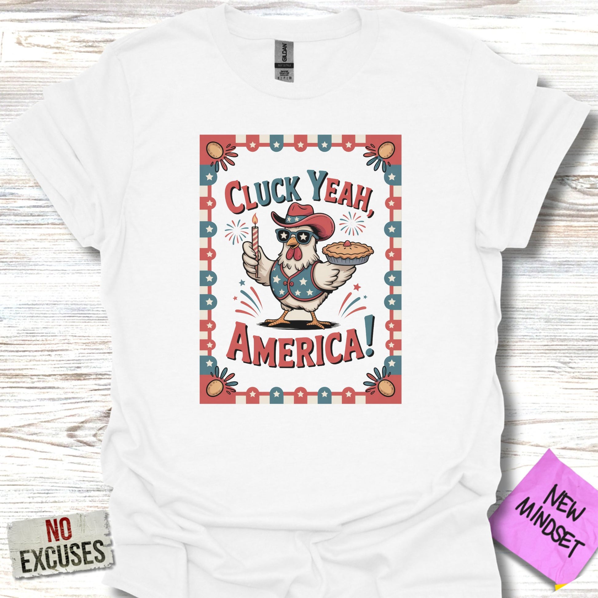 Cluck Yeah America Chicken Graphic Tee Shirt product type