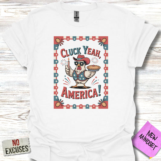 Cluck Yeah America Chicken Graphic Tee Shirt product type