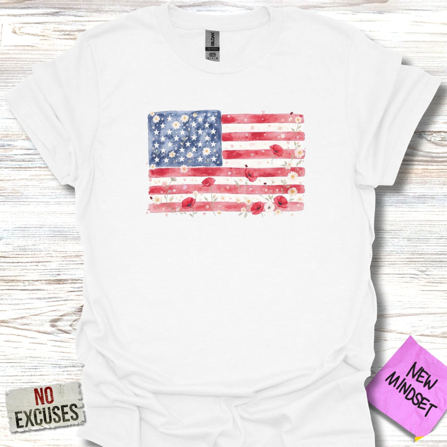 American Flag with Floral Design Shirt product type