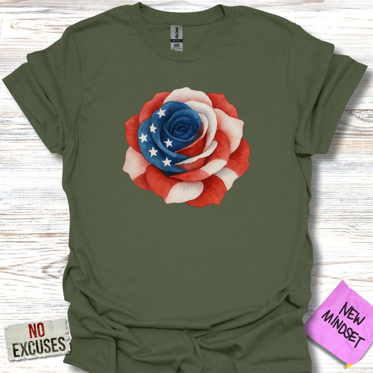 Patriotic Rose Design T-Shirt New Mindset Product