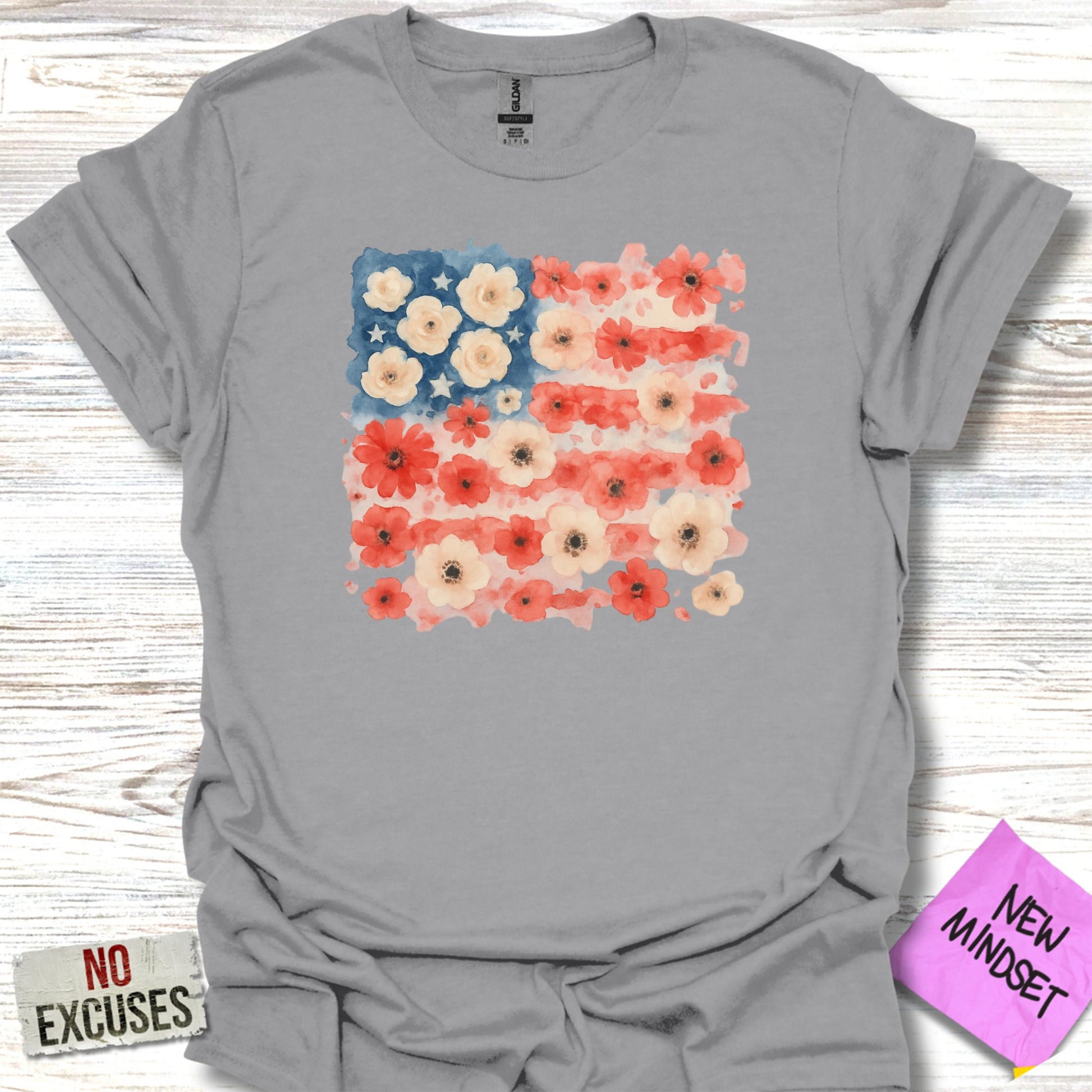 American Flag Floral Graphic T-Shirt product