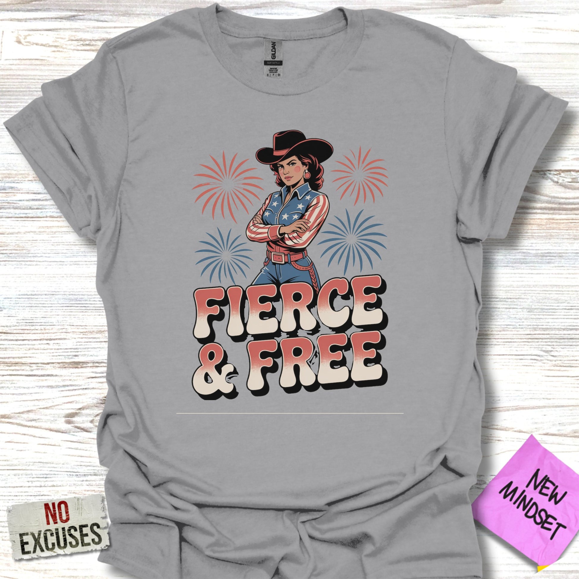 Fierce And Free Cowboy Design Printed T-Shirt Product