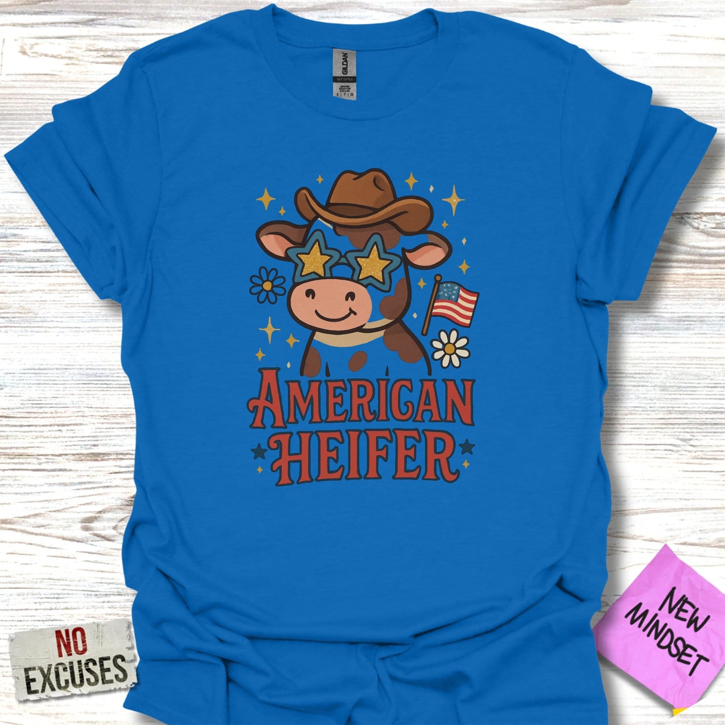American Heifer Graphic Cow Print T-Shirt product