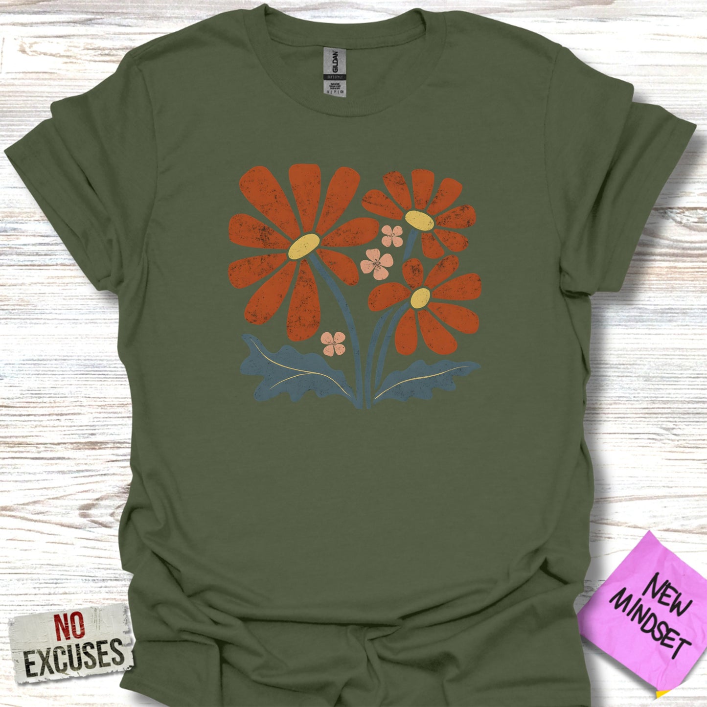 Vintage Floral Graphic Tee Motivational Product
