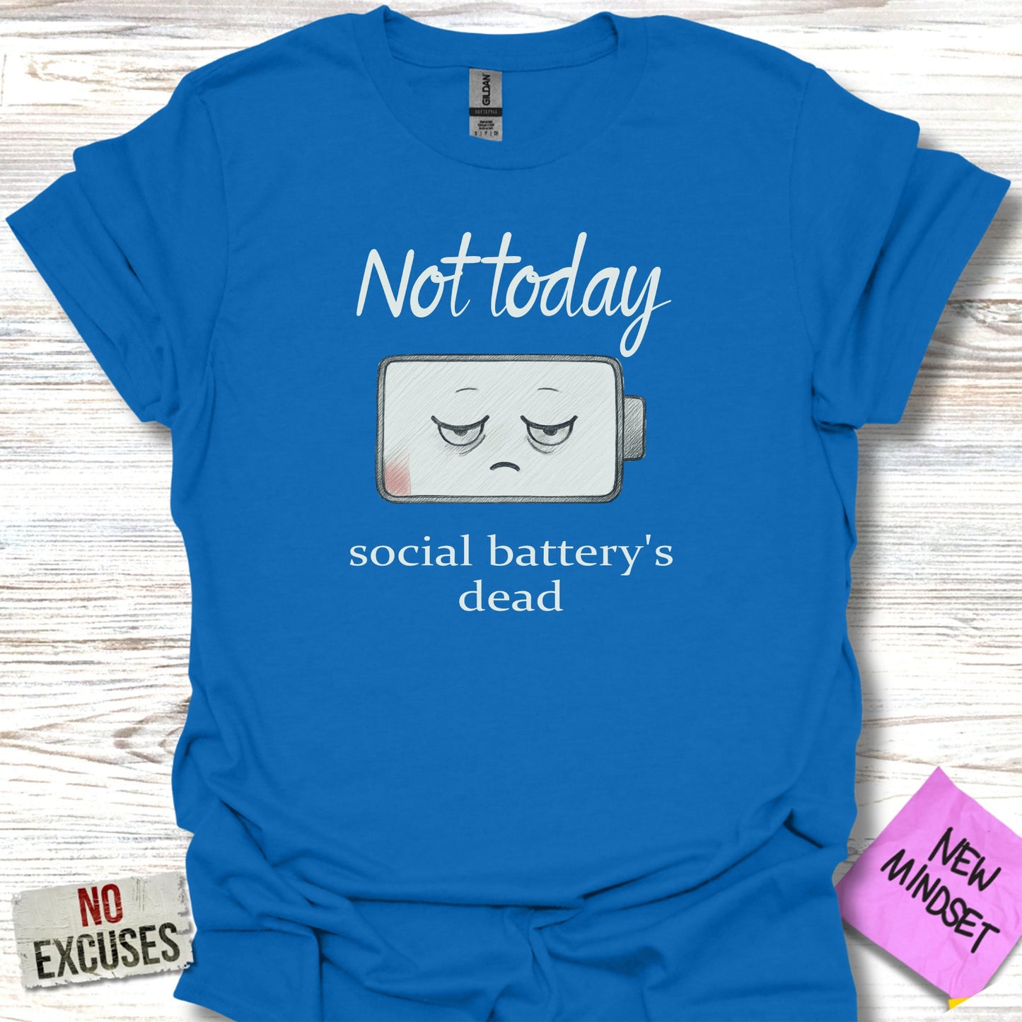 Not Today Social Battery's Dead Blue T-Shirt product type