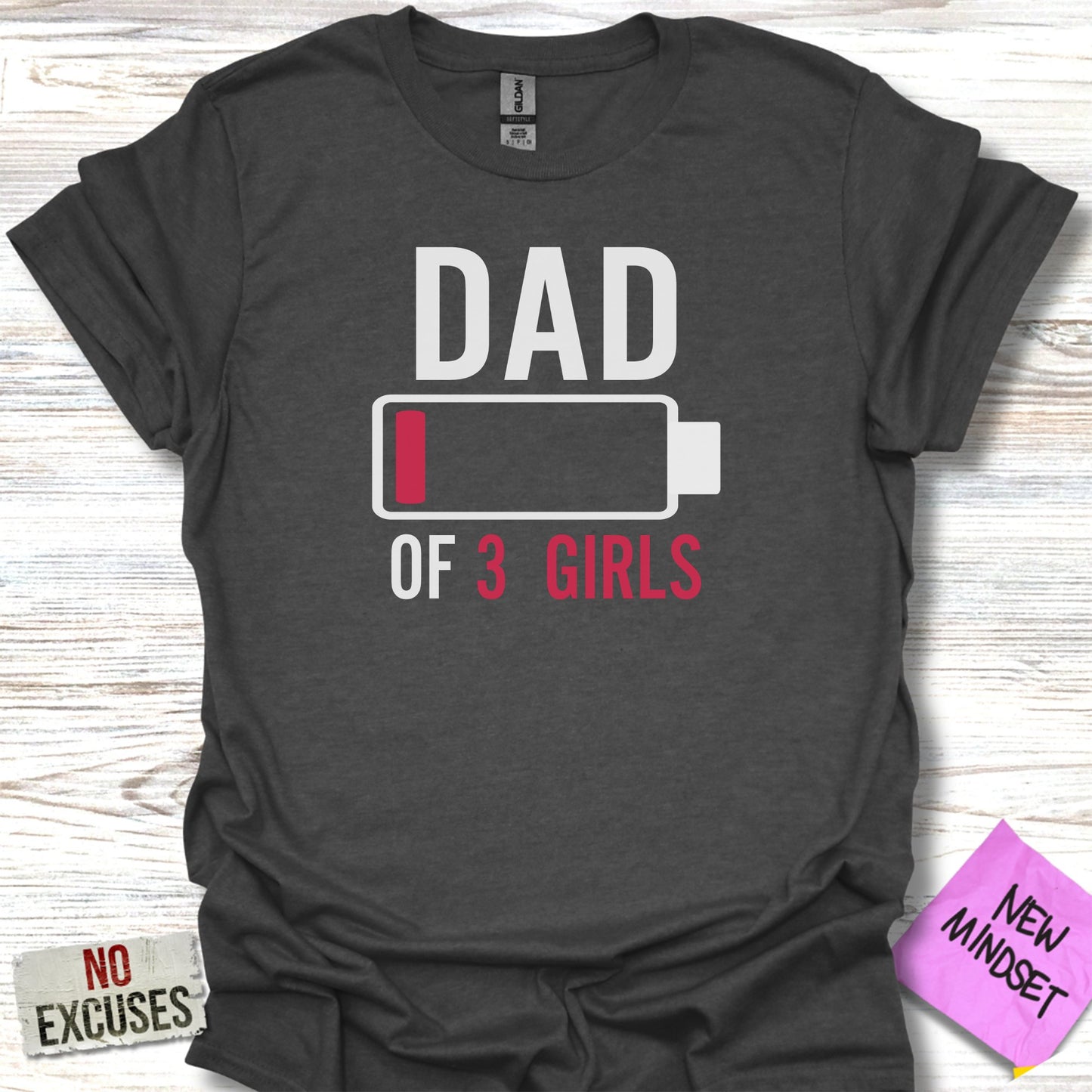 Dad Of Three Girls Charging Battery T-shirt product type