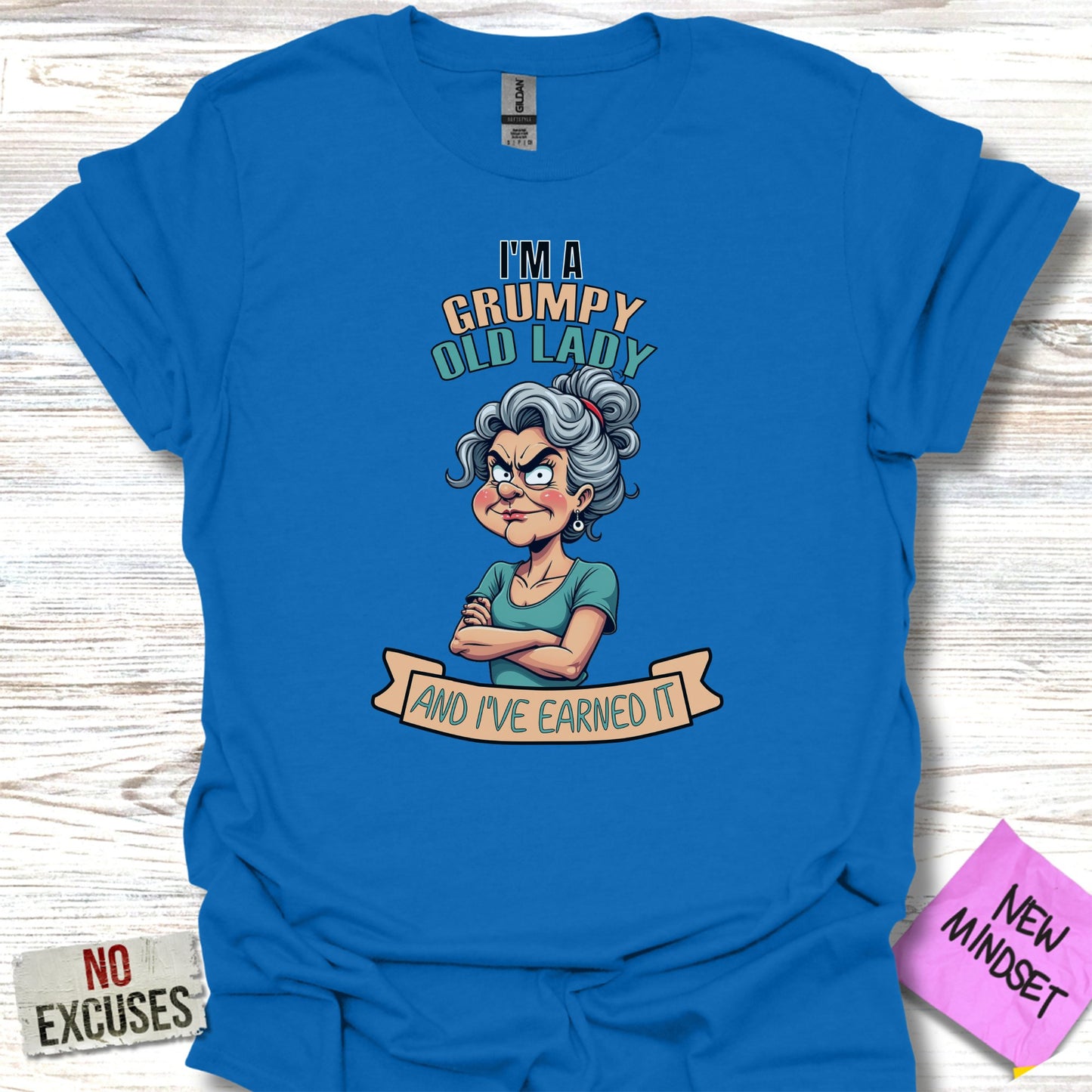 Grumpy Old Lady Earned It Funny Graphic Tee shirt product