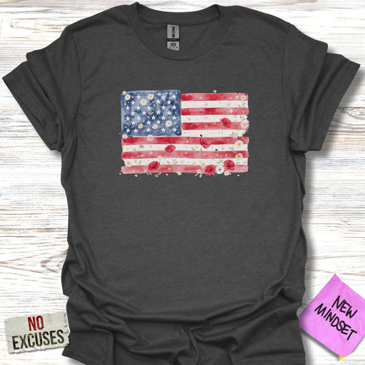 American Flag with Floral Design Shirt product