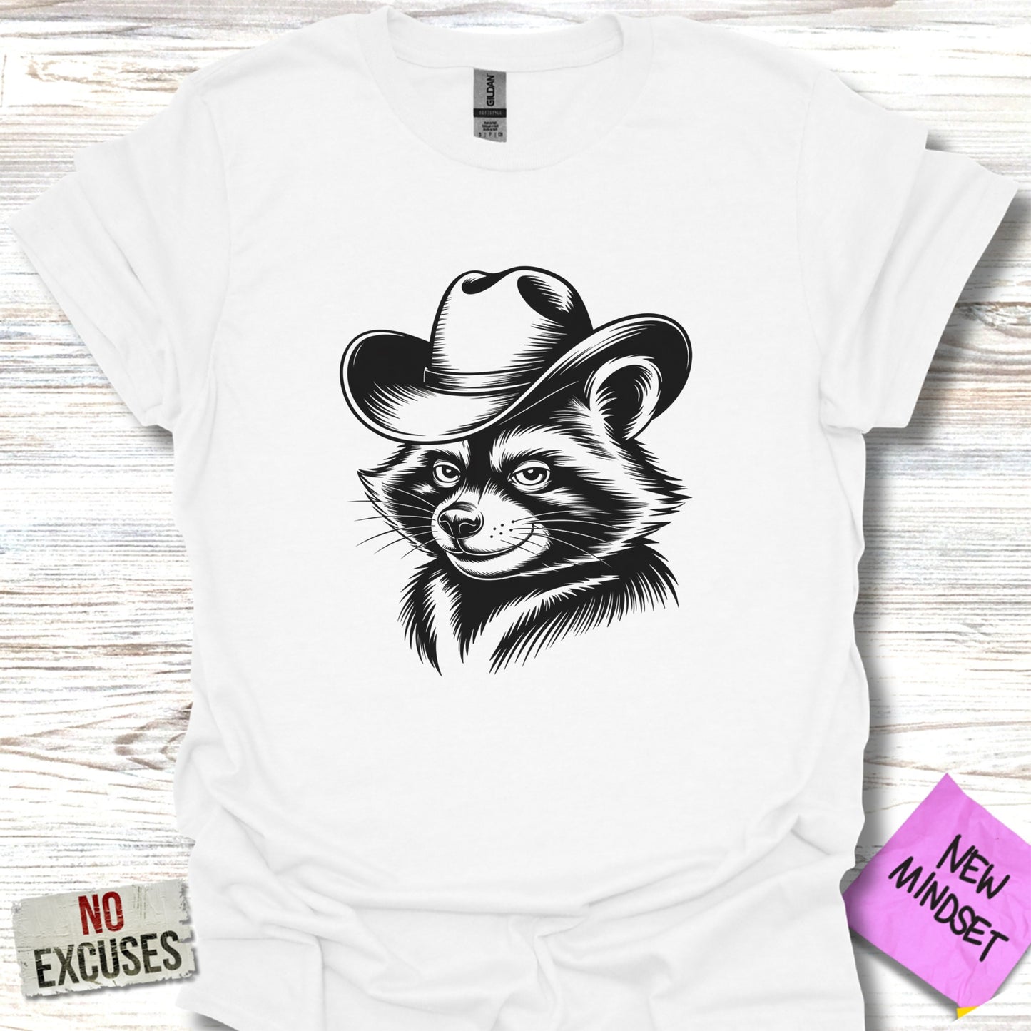 Raccoon in Cowboy Hat Graphic Design Tee Shirt product