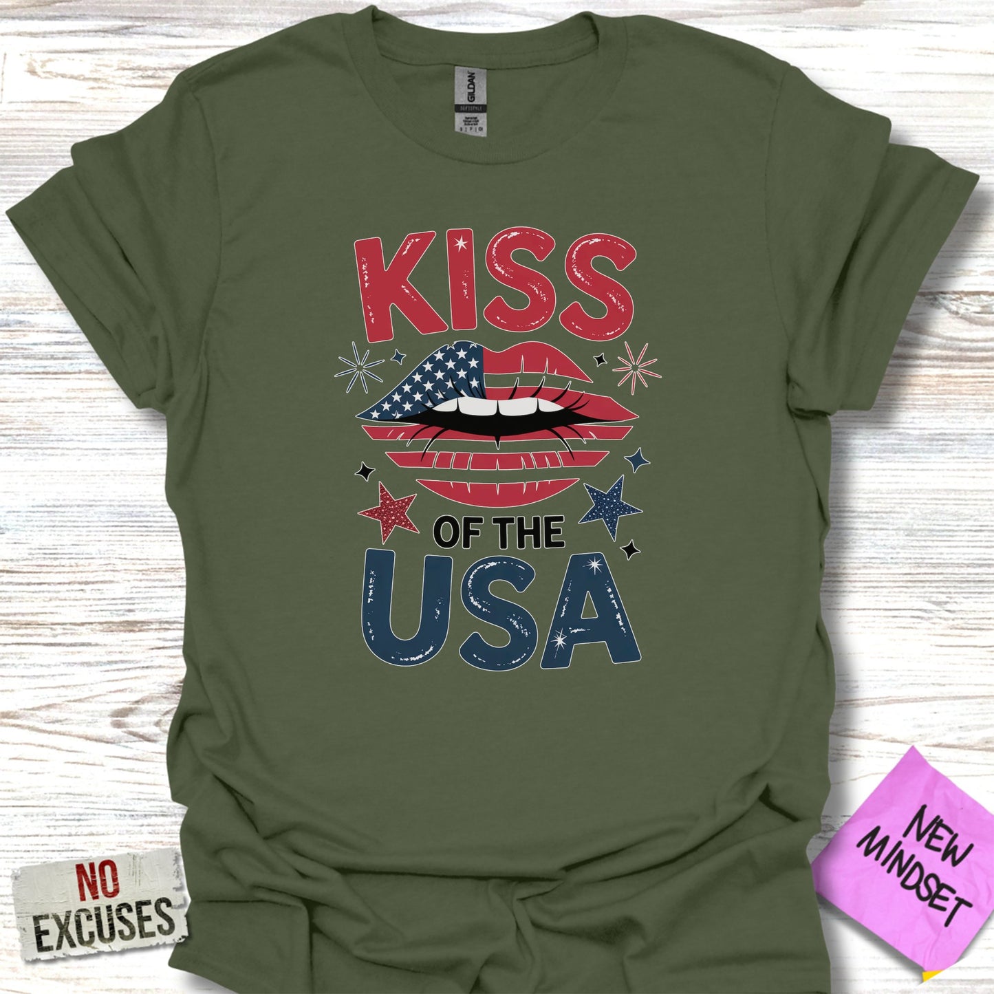 Kiss of the USA Lips Design Graphic T-Shirt product type