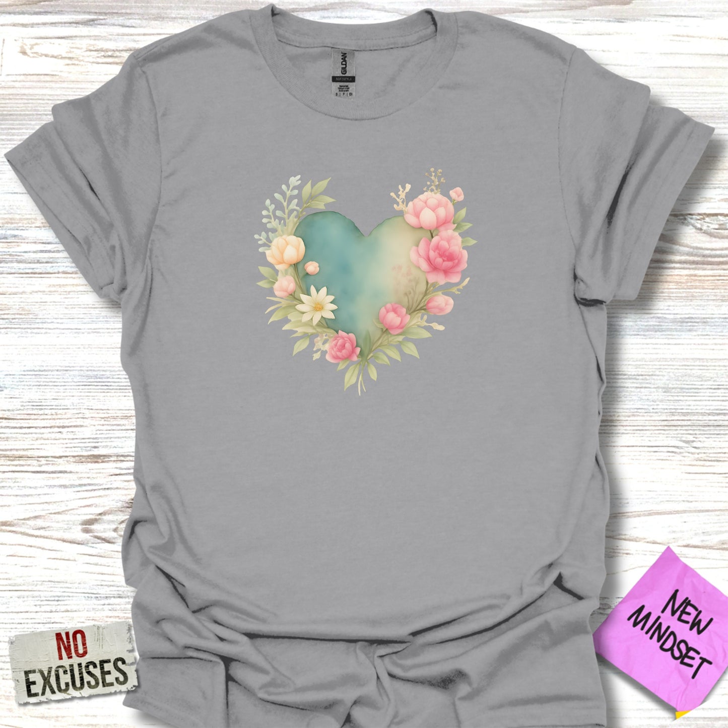 Floral Heart Design Graphic Tee Shirt product type
