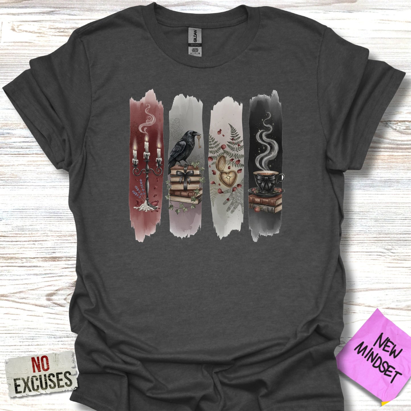 Artistic Raven and Books Design Graphic Tee product