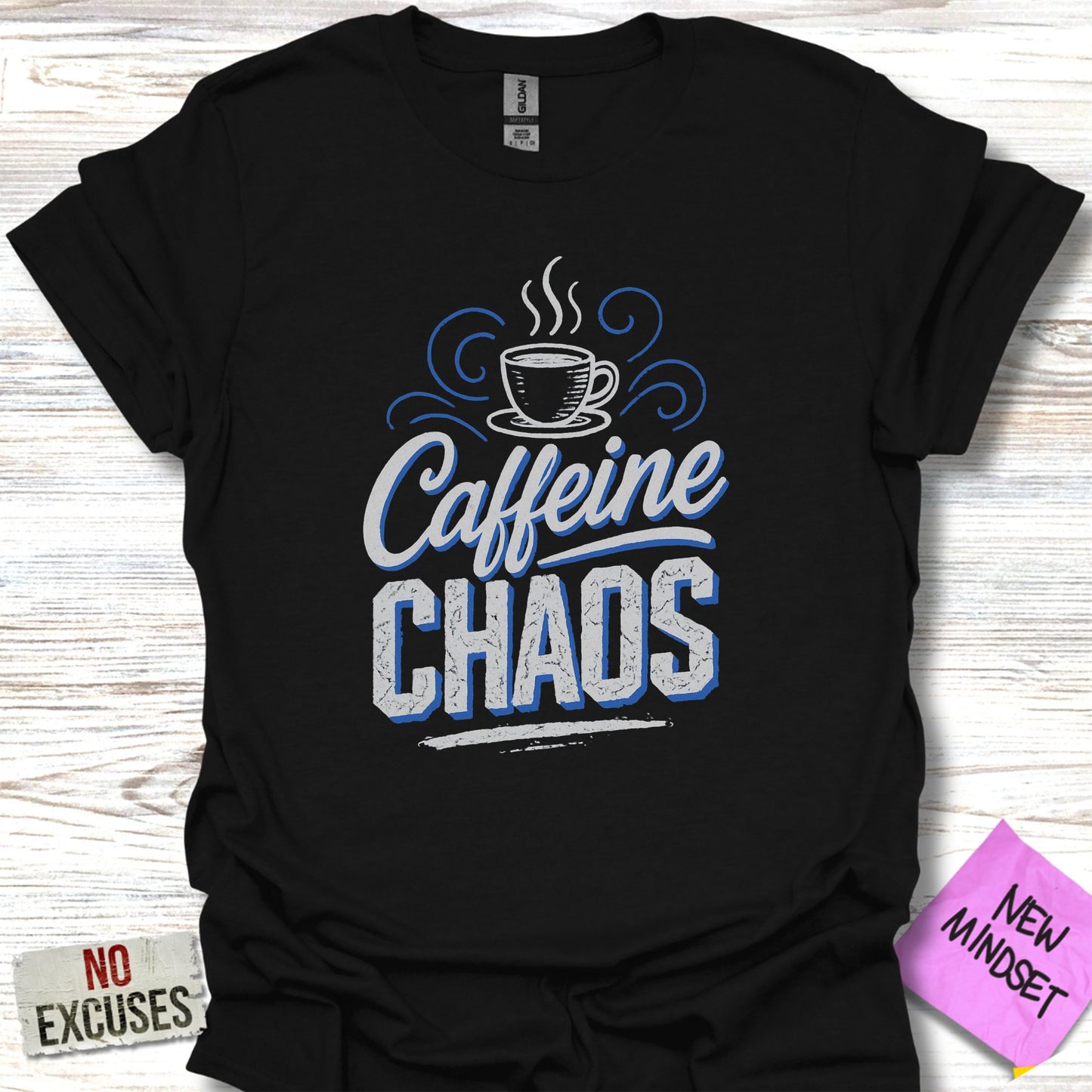 Caffeine Chaos Motivational Graphic Shirt product