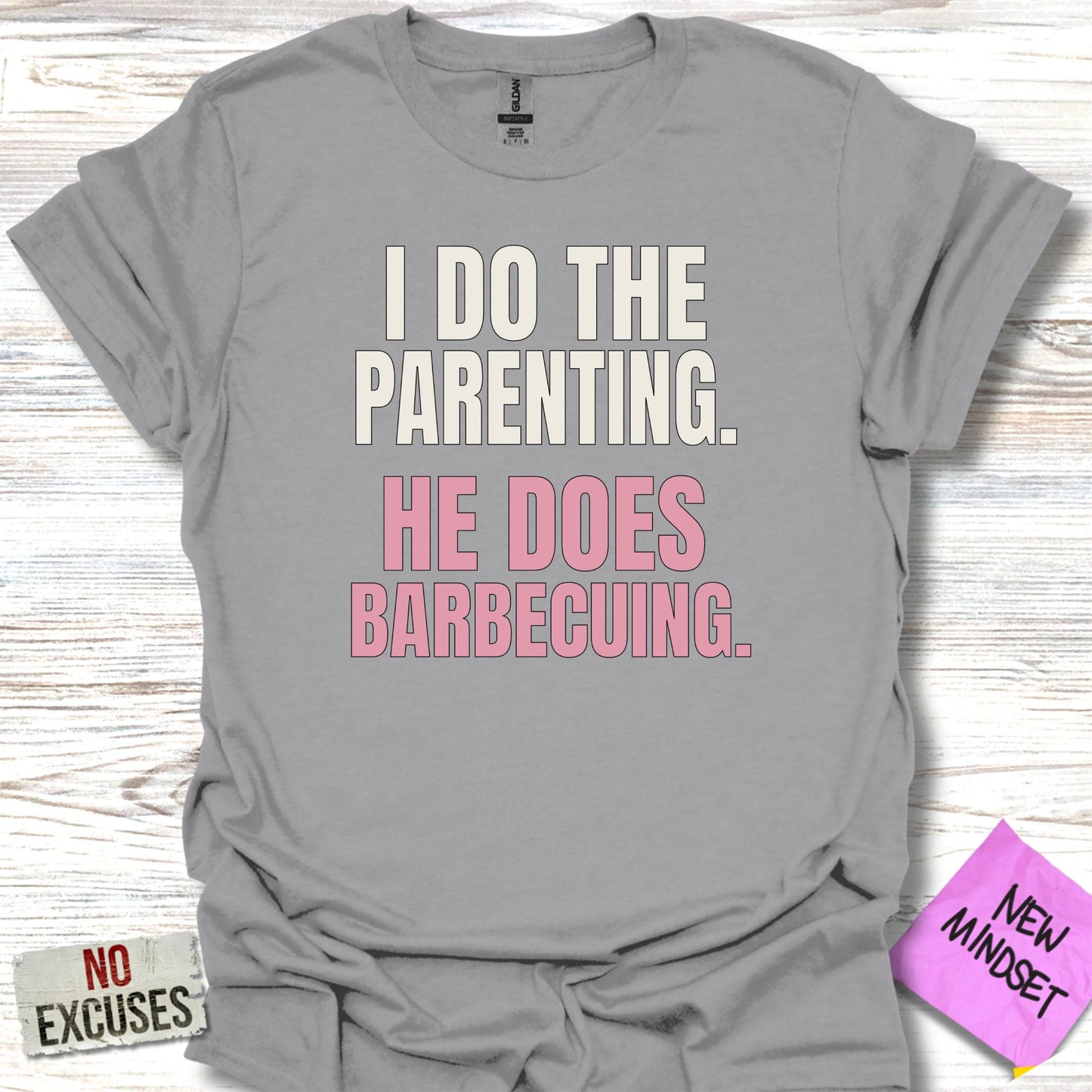 I Do Parent He Does Barbecuing Printed Grey T-Shirt
