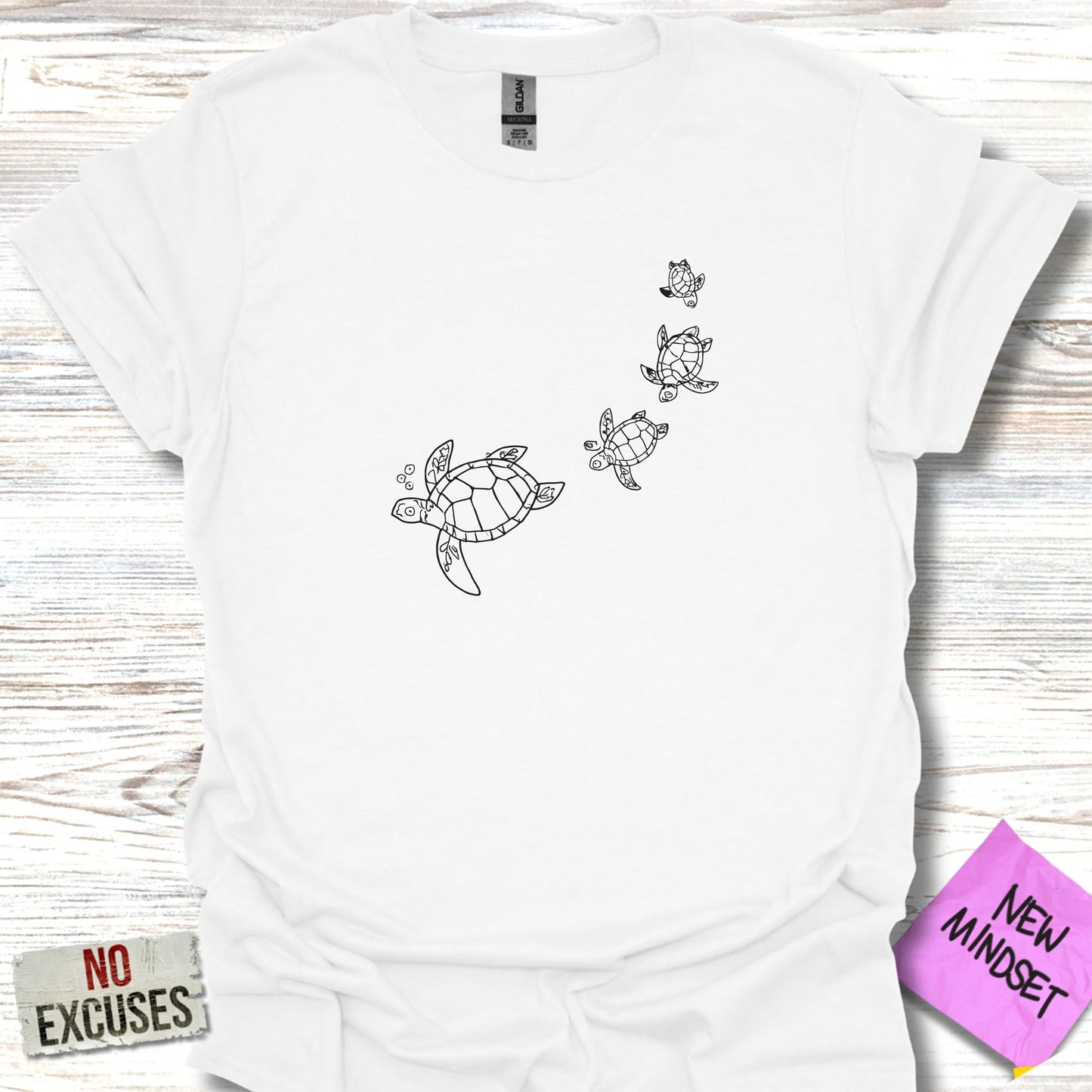Sea Turtle Family Graphic White T-shirt product