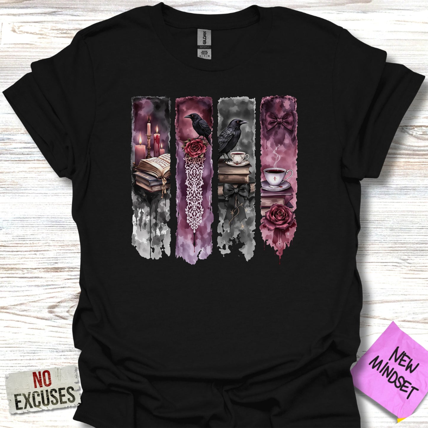 Gothic Ravens Books and Roses Design Shirt product
