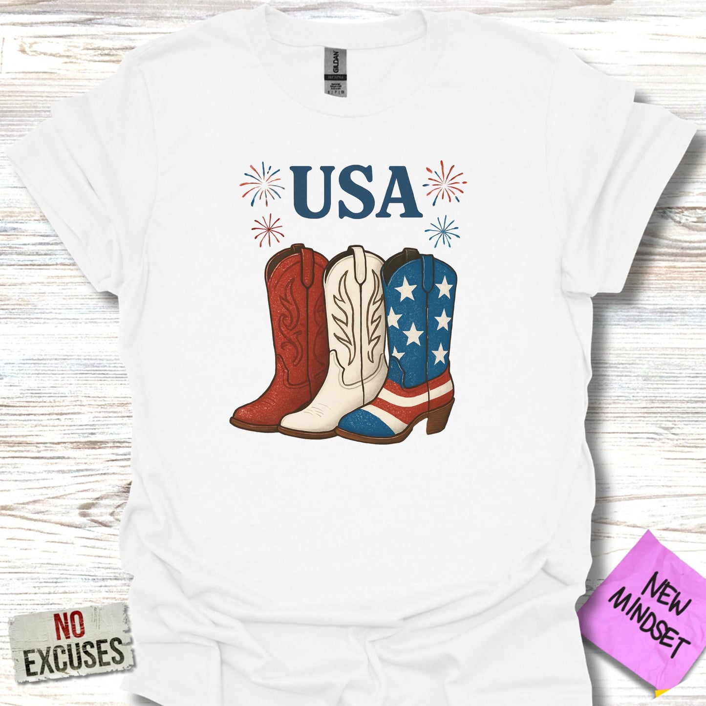 Patriotic USA Cowboy Boots Graphic Tee Shirt product
