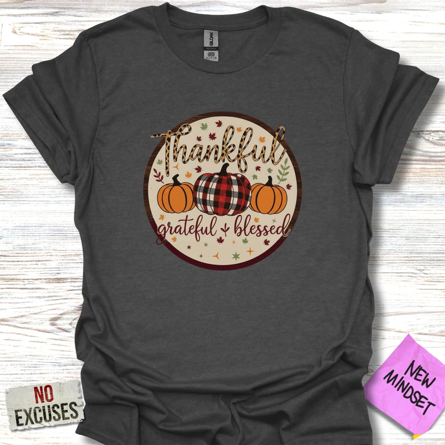 Thankful Grateful Blessed Pumpkin Graphic T-Shirt product type