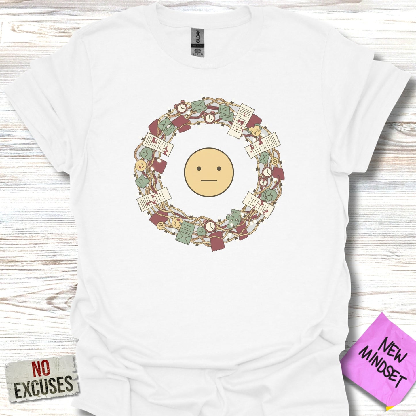 No Excuses New Mindset Wreath Emoji Design product type