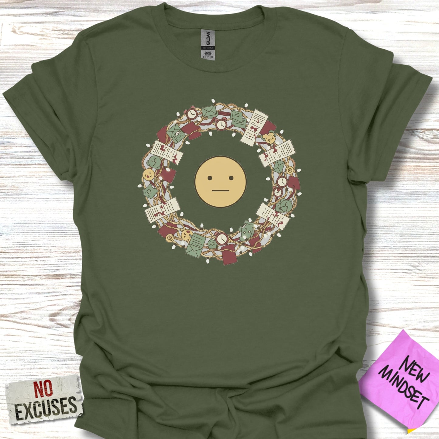 Emoji Face Wreath Design Graphic Tee product type