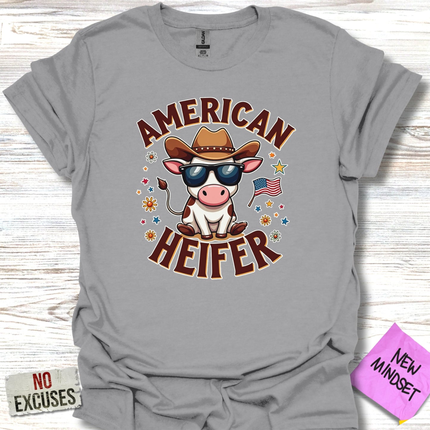 American Heifer Cow Themed Novelty Unisex T-shirt product type