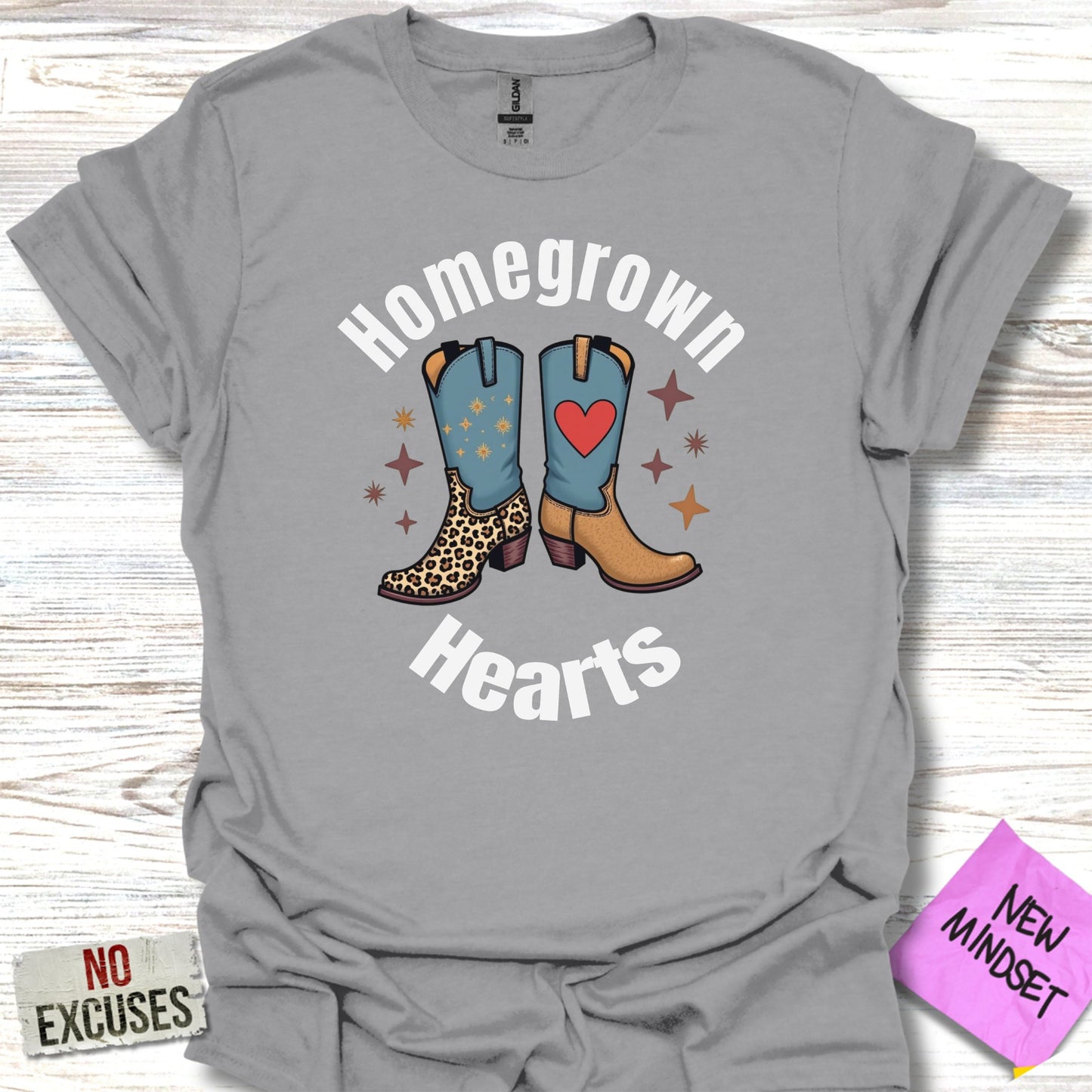 Homegrown Hearts Cowboy Boots Graphic Tee product type