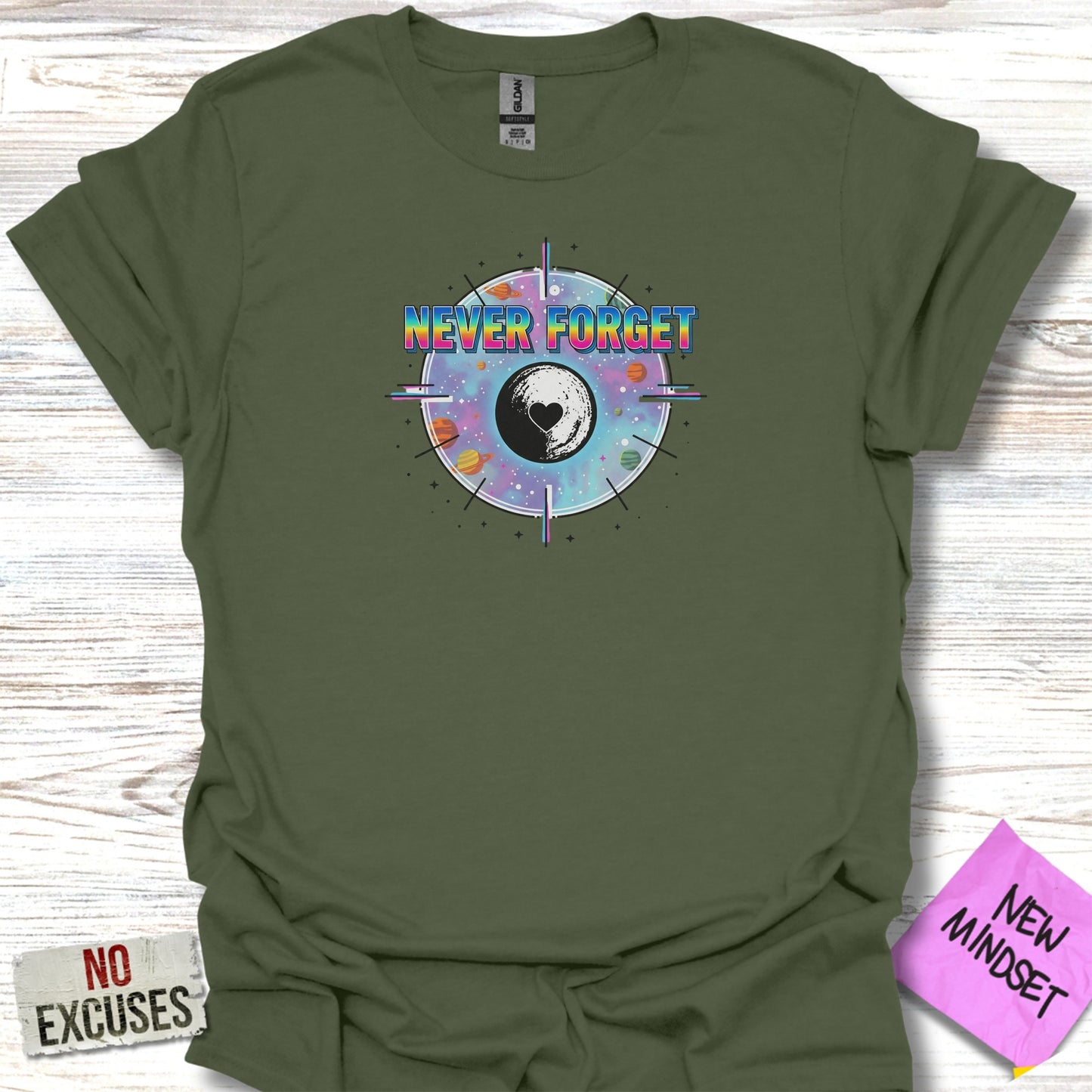 Never Forget Graphic Tee Inspirational Vintage Style product type