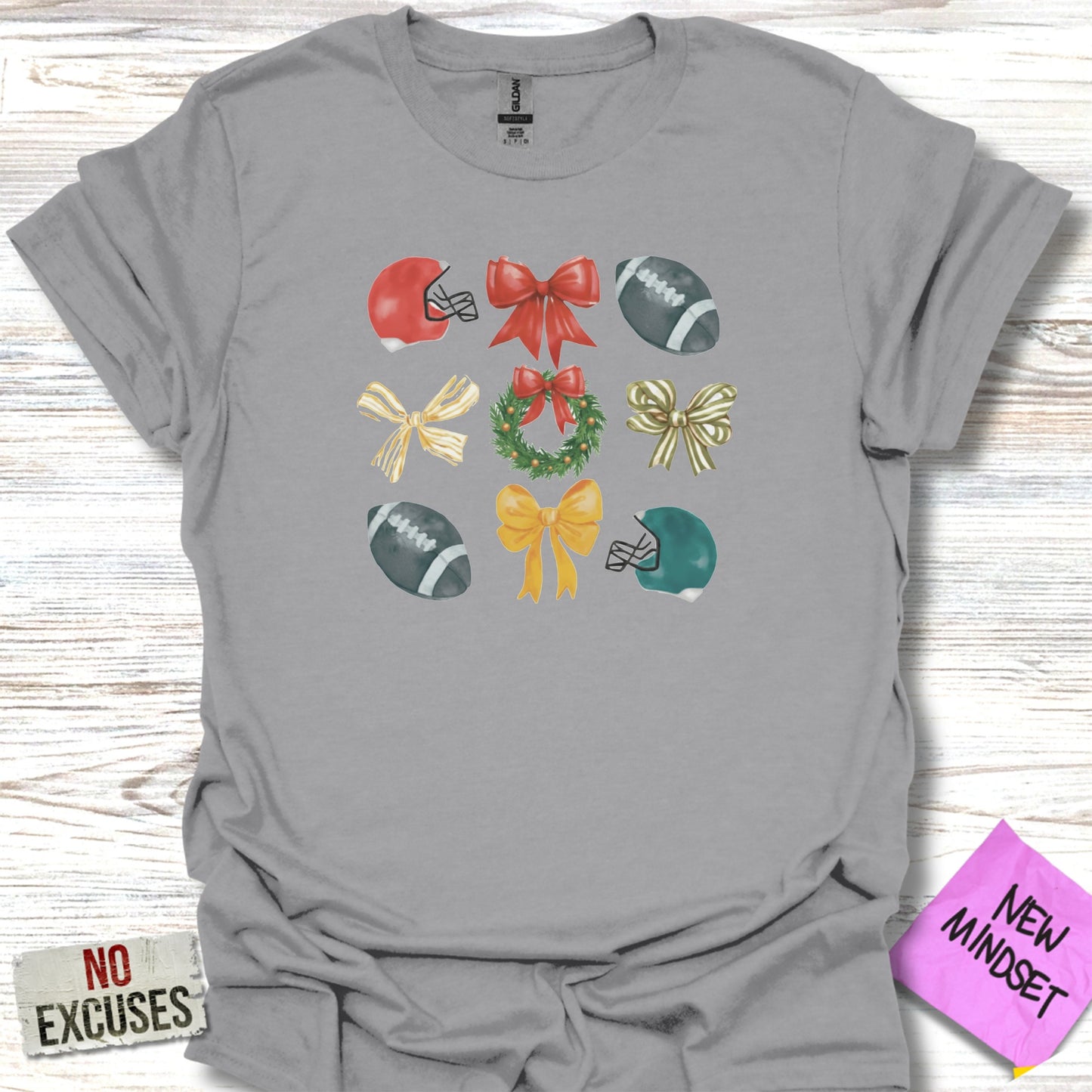 Festive Football Helmets Christmas Wreath Graphic Shirt product