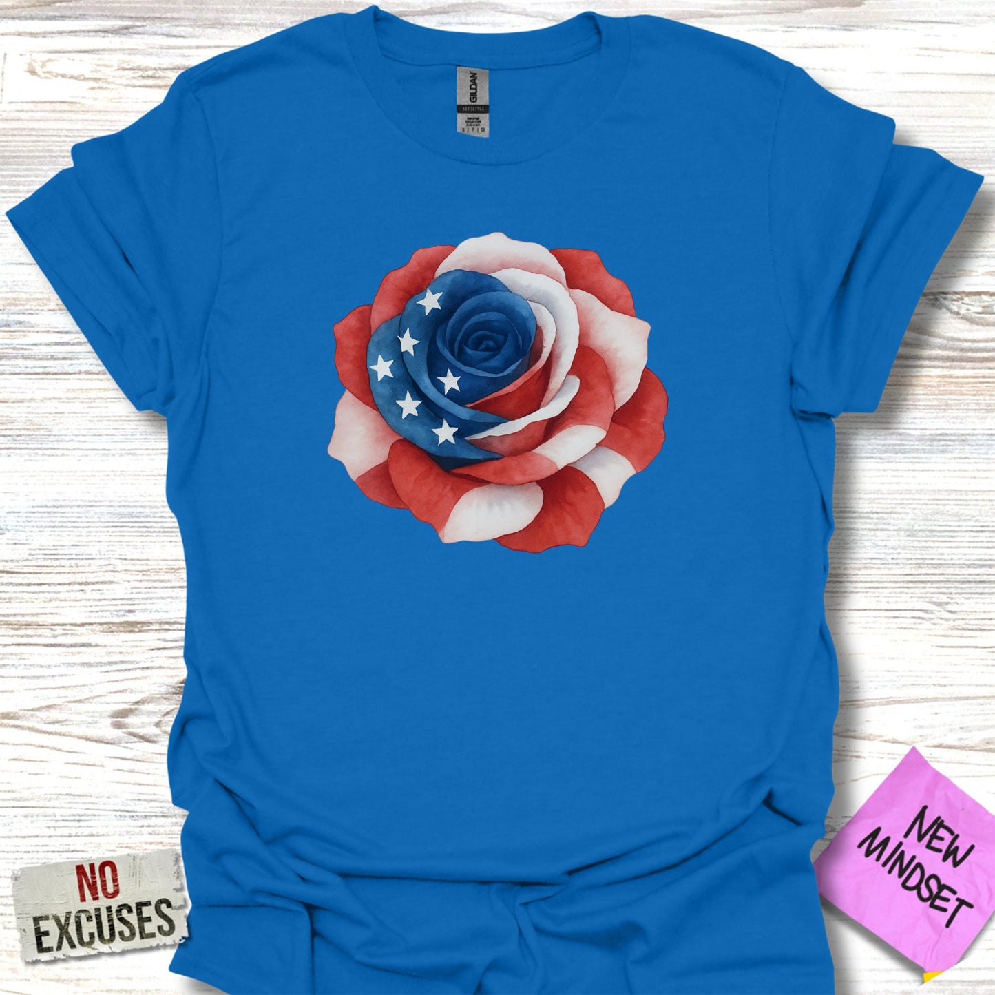 Patriotic Rose Flower Graphic Printed Tee Shirt product type