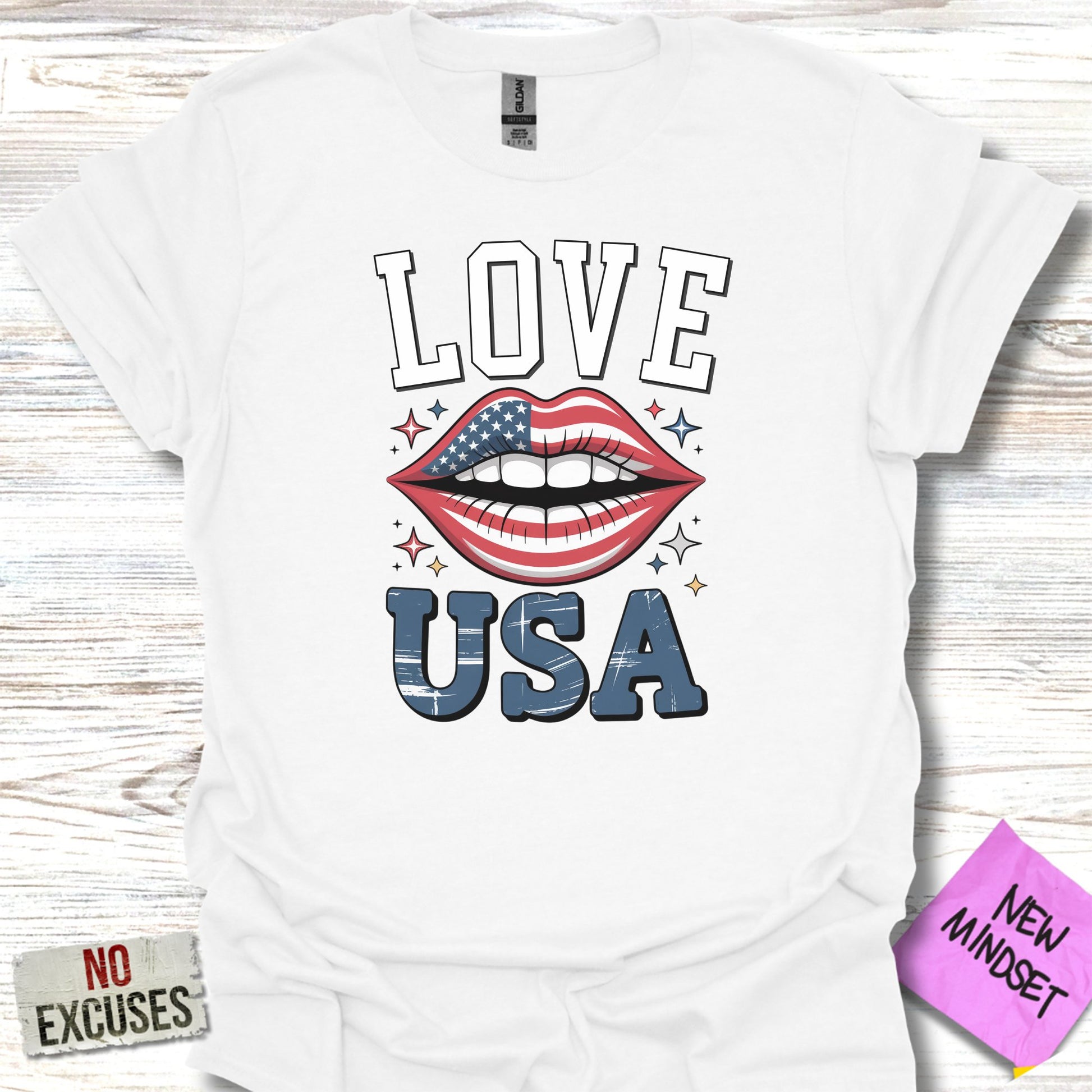 Love USA Graphic Tee Patriotic Apparel Product