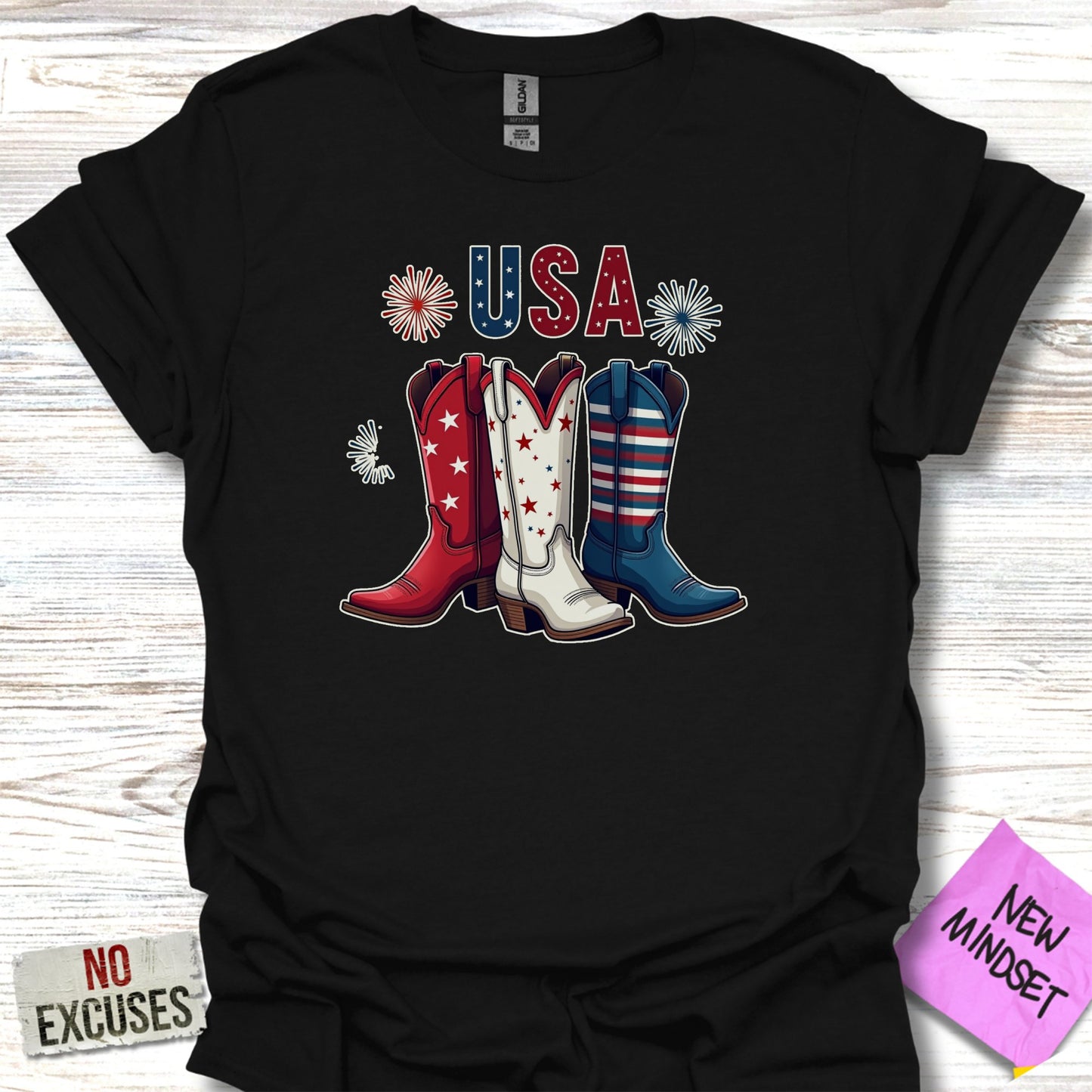 USA Patriotic Cowboy Boots Graphic T-Shirt product type