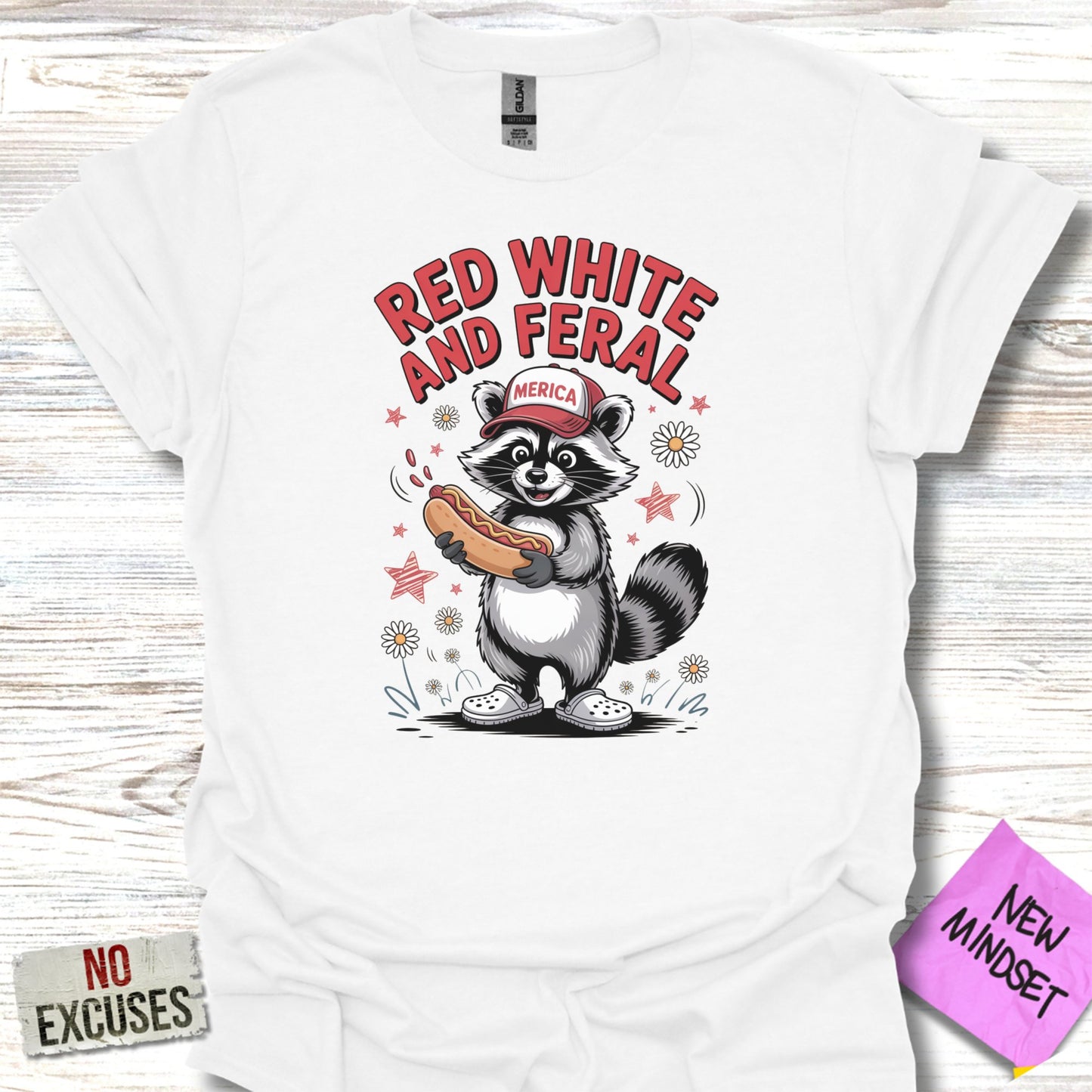 Red White and Feral Raccoon Eating Hot Dog product type