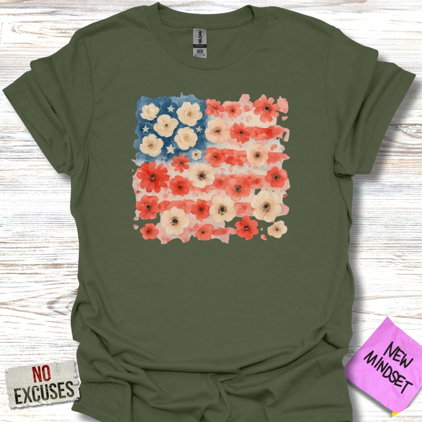 Floral American Flag Graphic T-shirt product type