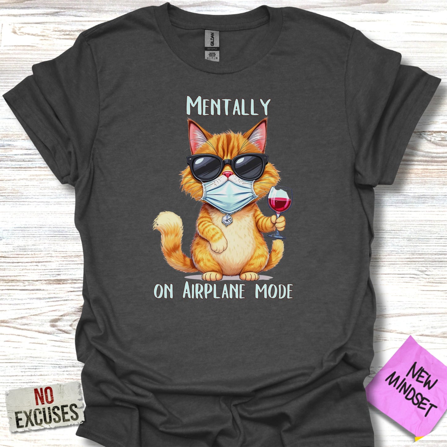 Mentally On Airplane Mode Adorable Cat T-Shirt Product