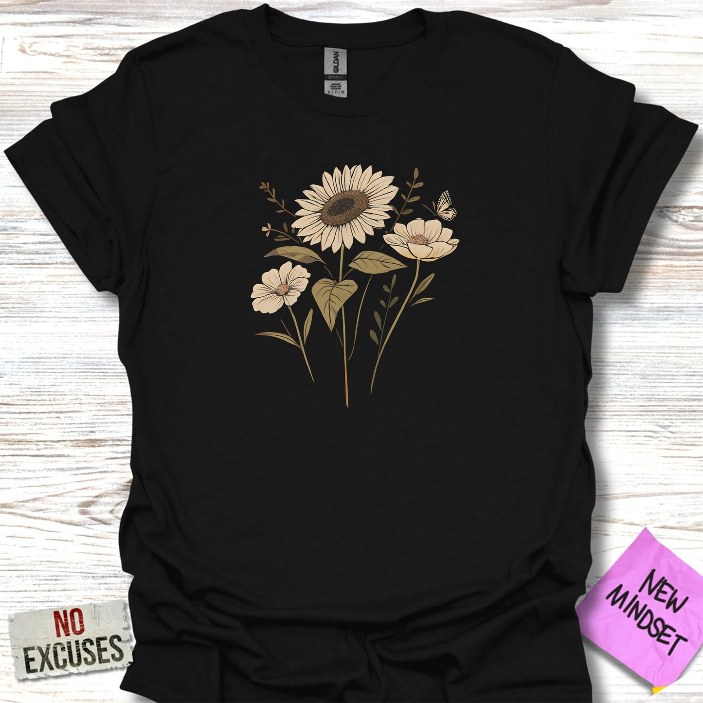 Sunflower and Butterfly Graphic Tee Shirt product type
